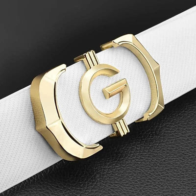 High quality genuine leather fashion G Designer belts men | Cowskin casual white Waist Strap