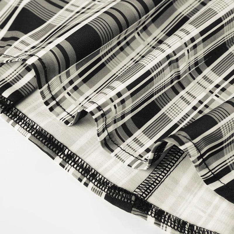 French Chic Ruffles Elegant Women T-Shirts Simple Fashion Slim Fit All-Match Plaid V-Neck Blouses