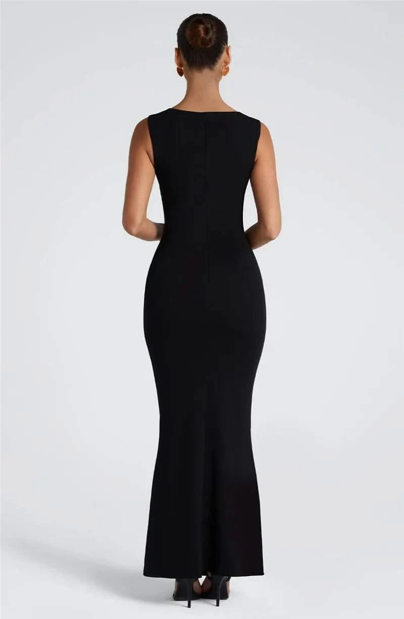 Royal Style Square Collar Sleeveless Sexy Maxi Dress For Women