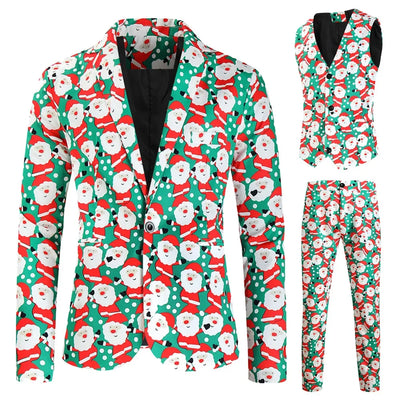Men's Blazers Sets Rainbow Striped Print Blazers Jacket+Pants+Vest Man three Pieces Sets Prom Party Stage Singer Dancer Costumes