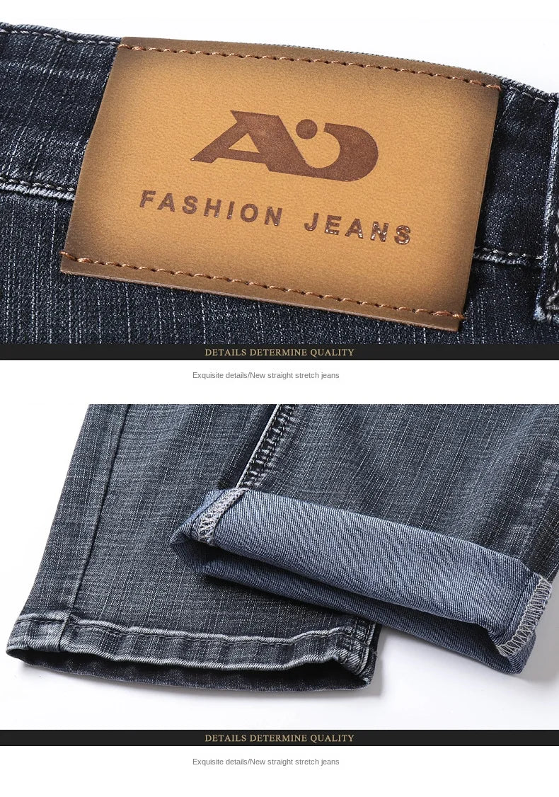 2024 Spring Summer New Men's Slim Thin Jeans Retro Light Blue Cotton Stretch Denim Pants Male Fashion Casual Brand Trousers