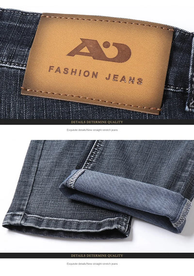 2024 Spring Summer New Men's Slim Thin Jeans Retro Light Blue Cotton Stretch Denim Pants Male Fashion Casual Brand Trousers