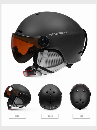 Motorcycle Helmet CE/ASTM Certified One-Piece PC+EPS Helmet with Goggles, Suitable for Skiing, Snowboarding, Outdoor Sports