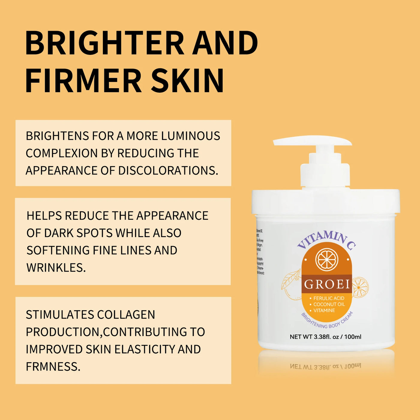 GROEI Brightening & Firming Orange Face Cream - 100ml for Radiant, Youthful Skin Moisturizing Cream