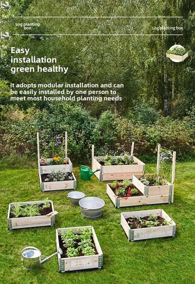 Garden Original Wooden Planting Boxes Framed Beds Vegetable Planting Planters Outdoor Patio Wooden Enclosures