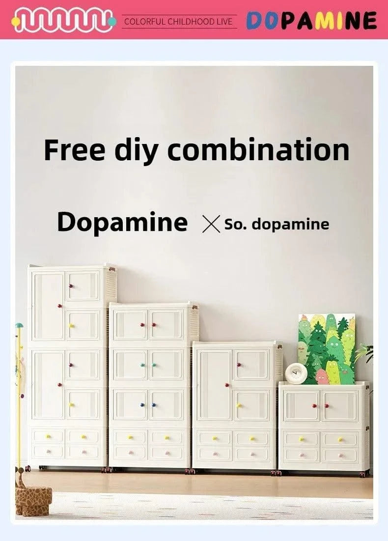 Home bedroom, children's storage cabinet, multi-layer snack cabinet, multifunctional large capacity dust-proof storage box