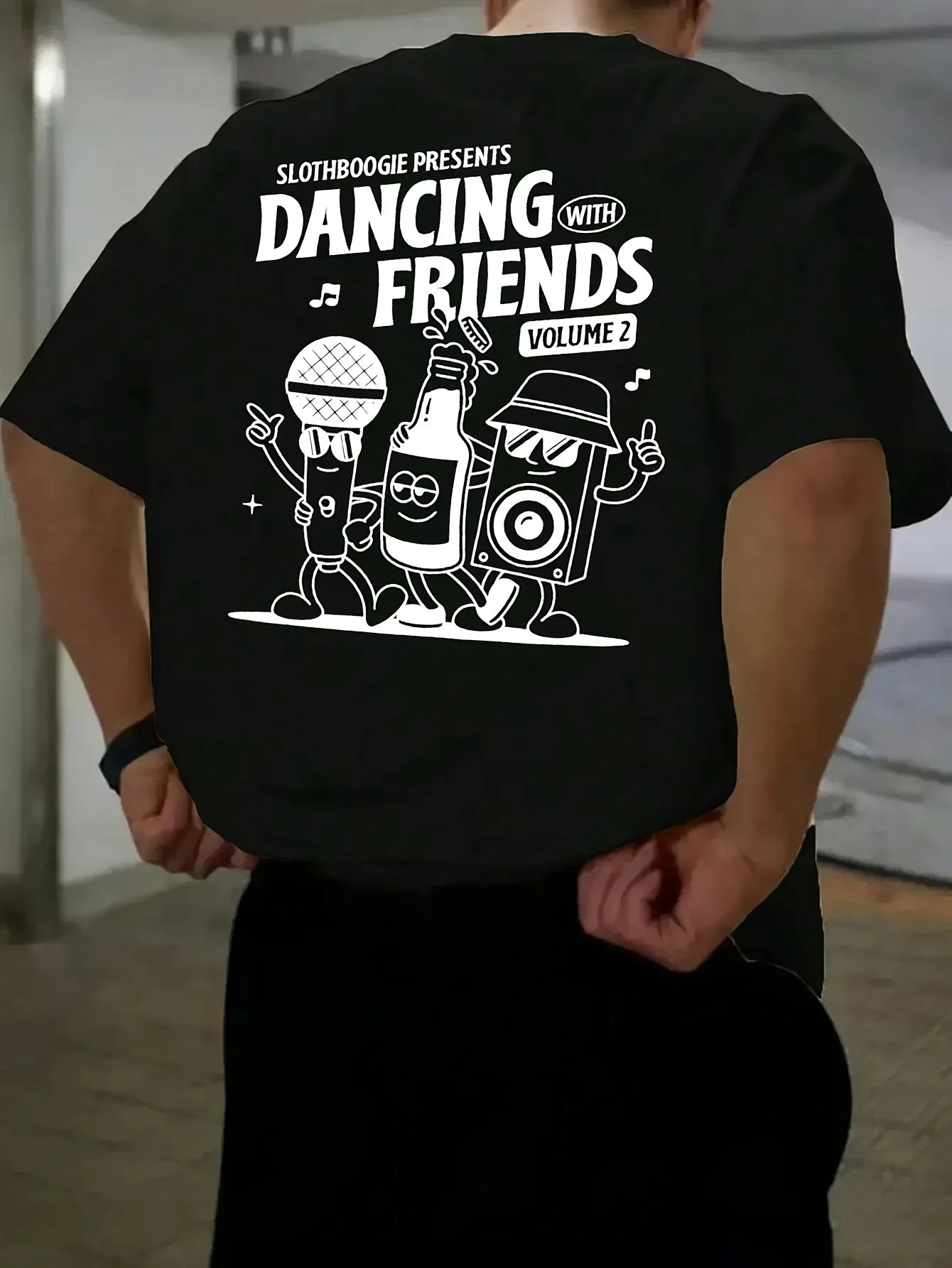 Men's Short-sleeved T-shirts Printed with Cartoon and English Patterns, Fashionable Tops for Spring and Summer Outdoor Men Wear
