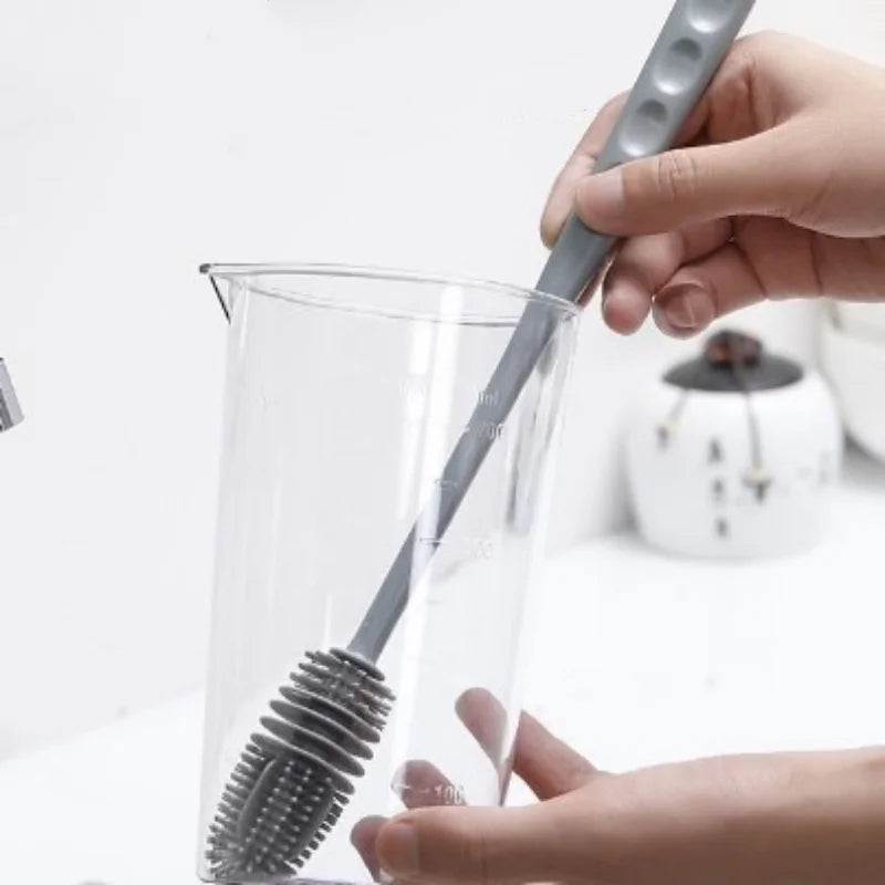 Silicone Cup Brush Cup Scrubber Glass Cleaner Kitchen Cleaning Tool Long Handle Drink Wineglass Bottle Glass Cup Cleaning Brush