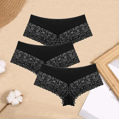 3 Pieces Women's Boxers Sexy Lace Seamless Female Underwear Perpective Panties for Women Boyshorts Fashion Boxer Briefs Lingerie