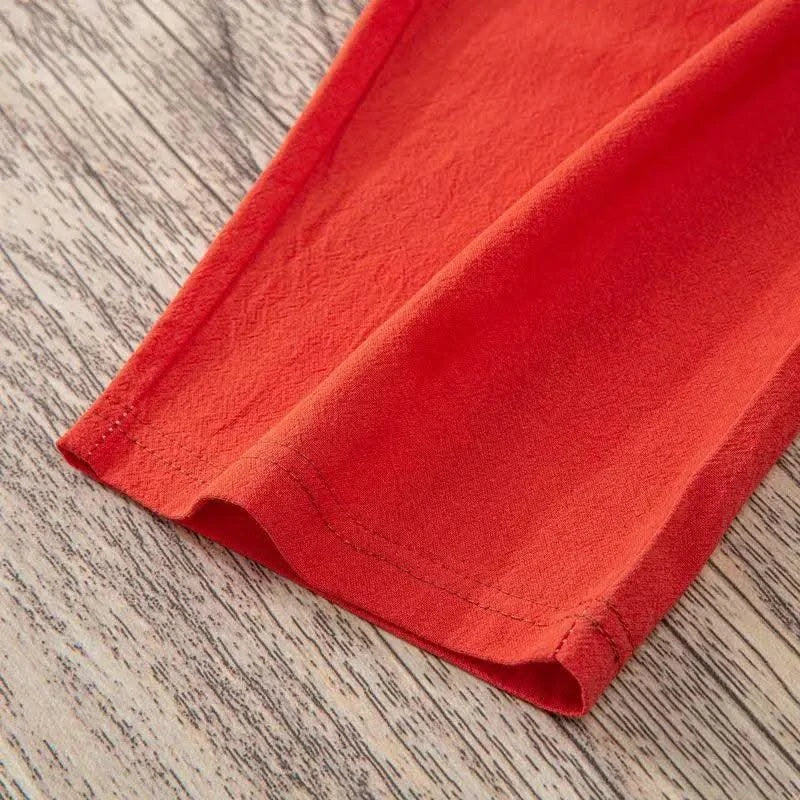 Activewear Women Summer Elastic Waist Cotton Linen Pants