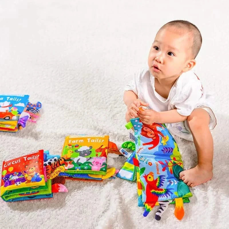 Montessori Education Baby Toys Busy Book Cartoon Animals Tail Interactive Parent-Child Fun Baby Cloth Book Baby Toys 0 6 Months