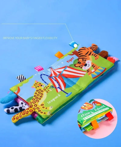 Montessori Education Baby Toys Busy Book Cartoon Animals Tail Interactive Parent-Child Fun Baby Cloth Book Baby Toys 0 6 Months