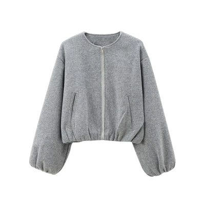 Zipper Bomber Jackets for Women Soft Cropped Long Sleeve Sports