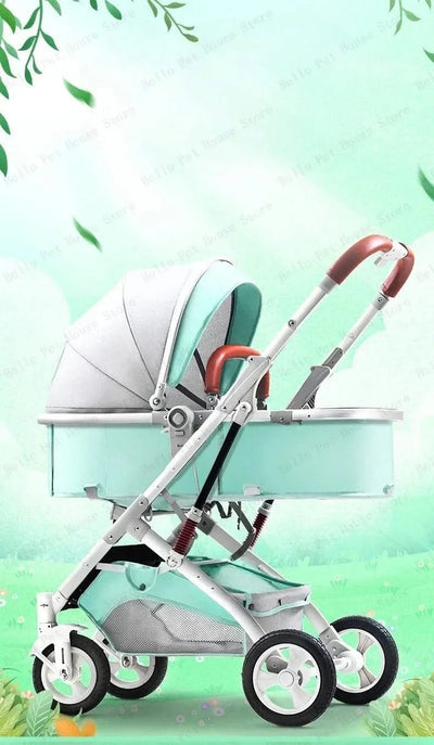 3-in-1 Twin Baby Stroller with Car Seat,portable Foldable Baby Stroller High View Newborn Baby Stroller Can Sit and Lie