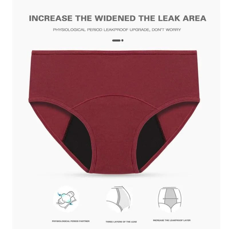 Women Menstrual Panties Leak Proof Briefs Black L XL XXL Cotton Lingerie Absorbency Comfortable Physiological Underwear