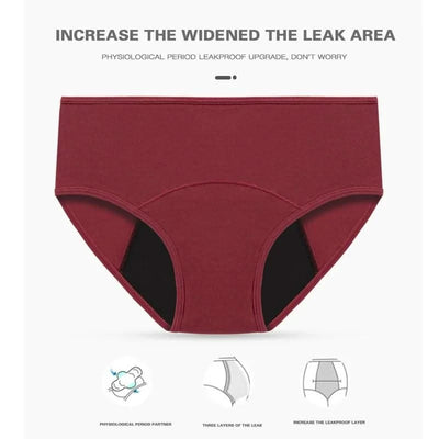 Women Menstrual Panties Leak Proof Briefs Black L XL XXL Cotton Lingerie Absorbency Comfortable Physiological Underwear