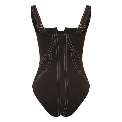 FLAXMAKER Pockets One Piece Swimsuit and Pants Women Swimwear Bodysuit Dress