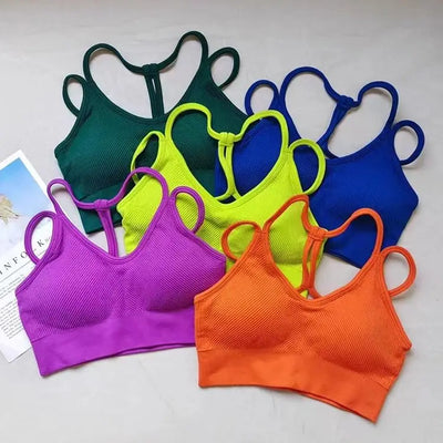Women Breathable Sports Bra Shockproof Fitness Tops Gym Crop Top Brassiere Push Up Sport Bras Gym Workout Top Seamless Yoga Bra