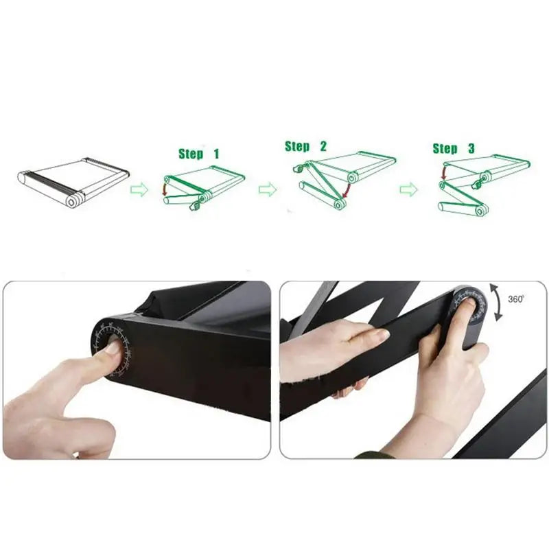 Adjustable Portable Laptop Desk Stand Metal Ergonomic Lapdesk For TV Bed Sofa PC Notebook Table Desk Stand With Mouses Pad