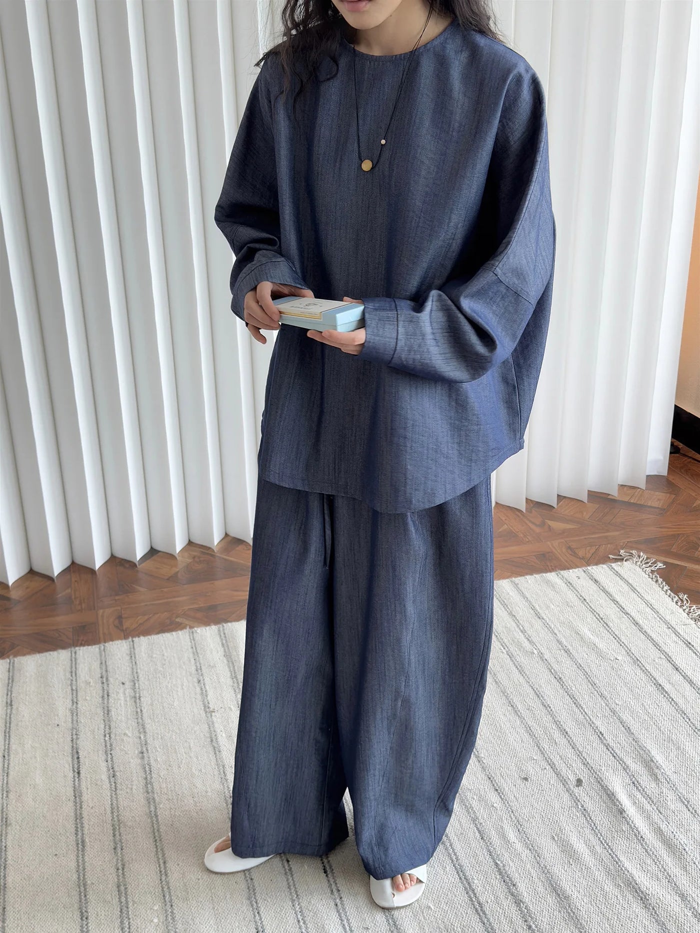 2025 Women Spring Two Pieces Suits Long Sleeve Cotton Blouses With Long Pants Wide Leg Two Pieces Sets Boho Suits Ladies Outfits