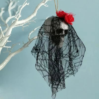 Halloween Skull Decorations,Foam Skull Hanging Ornaments,Bride Clothes Bone Head ,Haunted House Horror Decoration Props