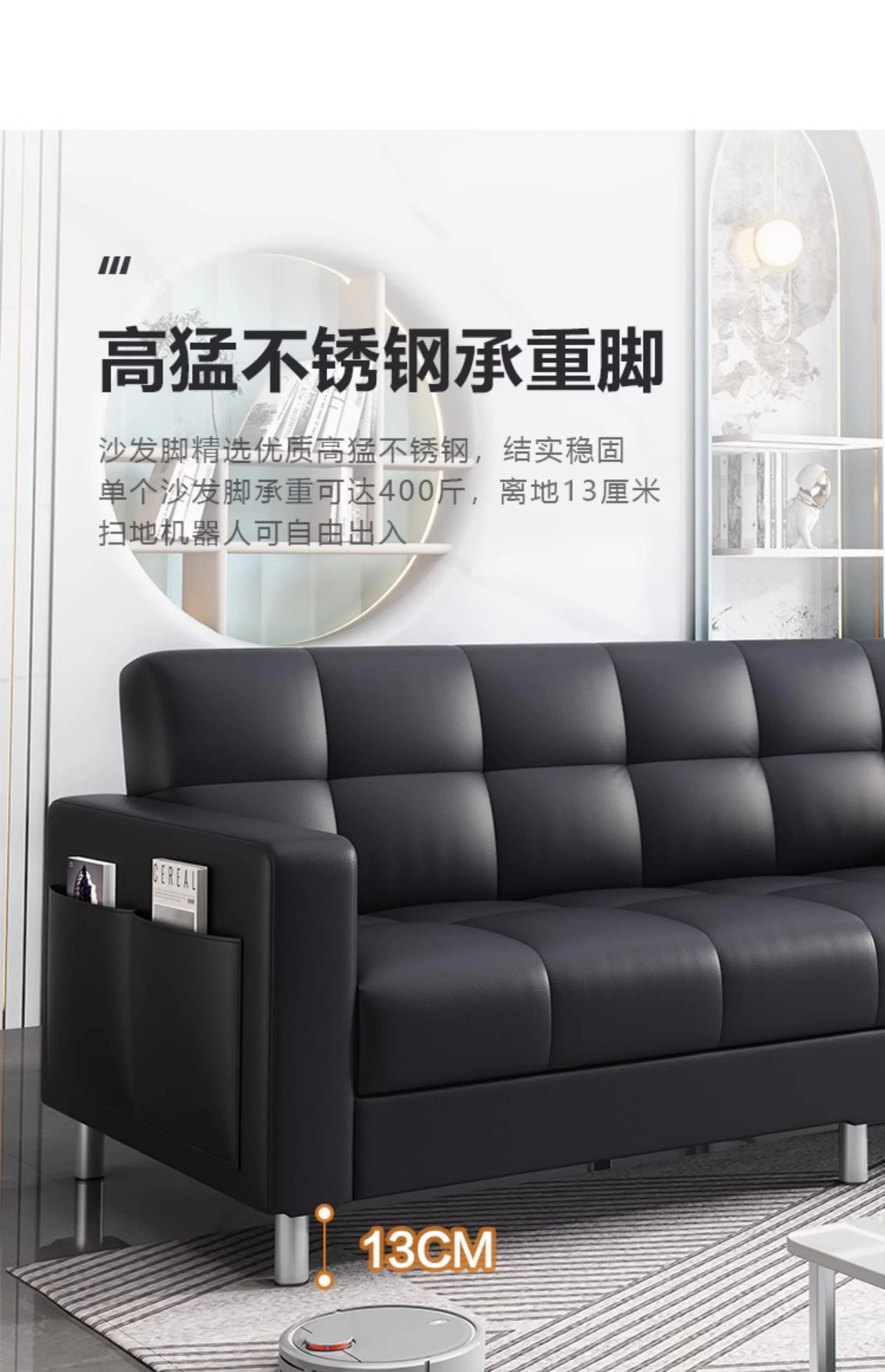 Black Living Room Sofa Bed Foldable Sectional Corner Modern Sofa Designer Elegant Muebles Para Habitacion Home Furniture