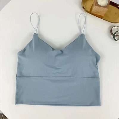 Women Summer Vest Tops Sleeveless Cotton Bustier with Pads