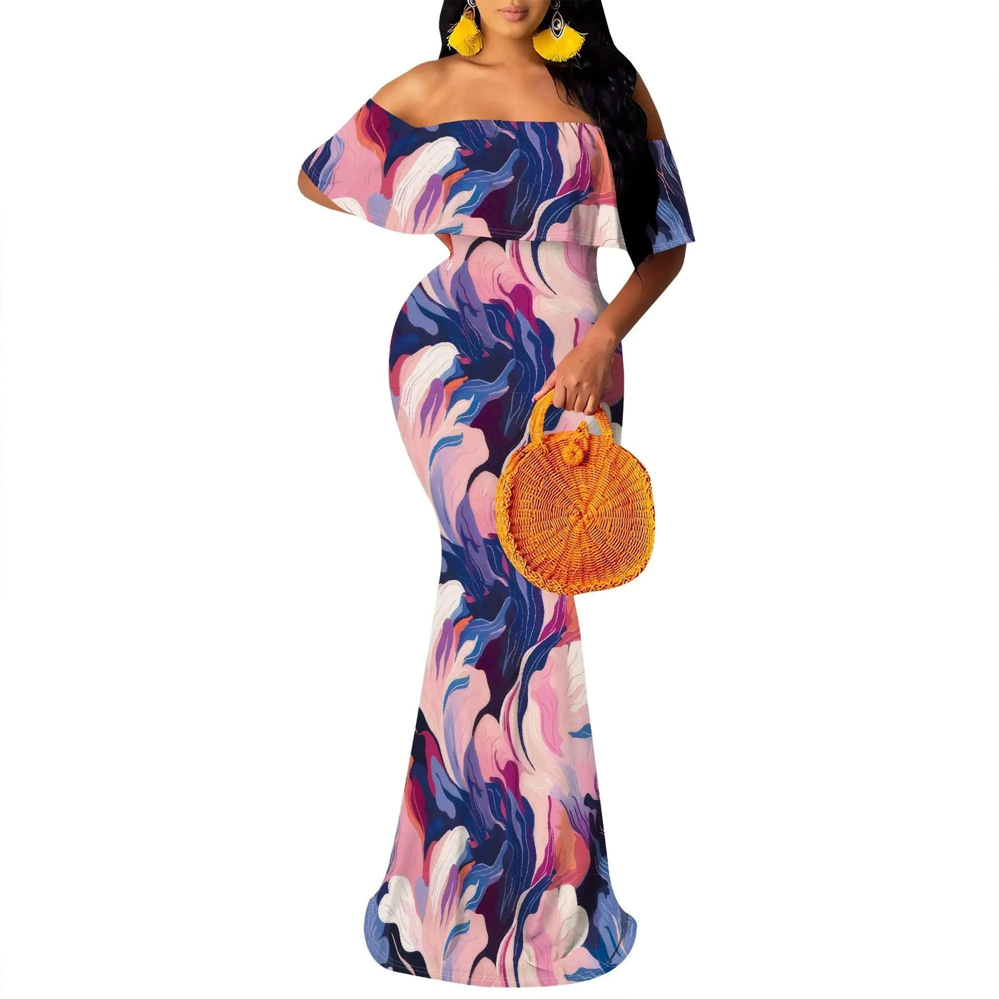 Women's 2025 Summer Trendy Dress Floral Strappy Backless Maxi Dresses Sexy Bodycon Evening Party Long Dress
