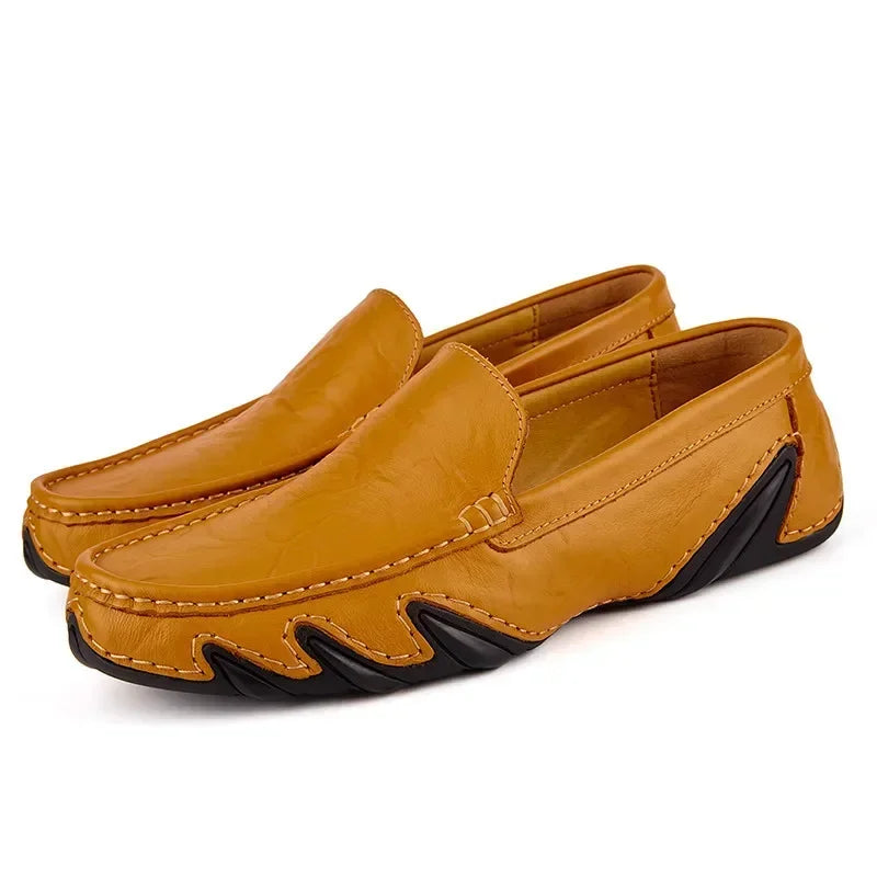 Autumn Shoes for Men Leather Casual Shoes Luxury Italian Men's Loafers Moccasins Breathable Black Versatile Driving Shoes 2024