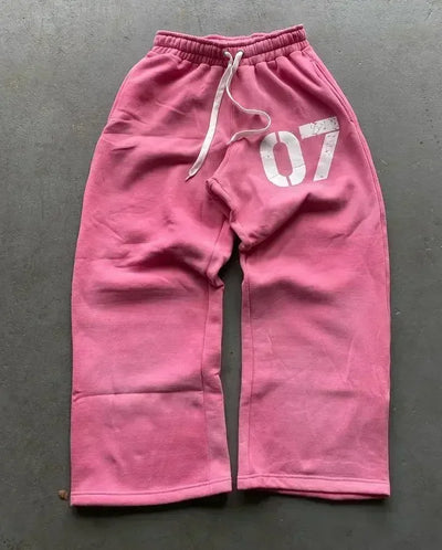 Harajuku embroidery pattern baggy pants retro loose sweatpants women joggers women pant leg zipper hip hop casual crop pants