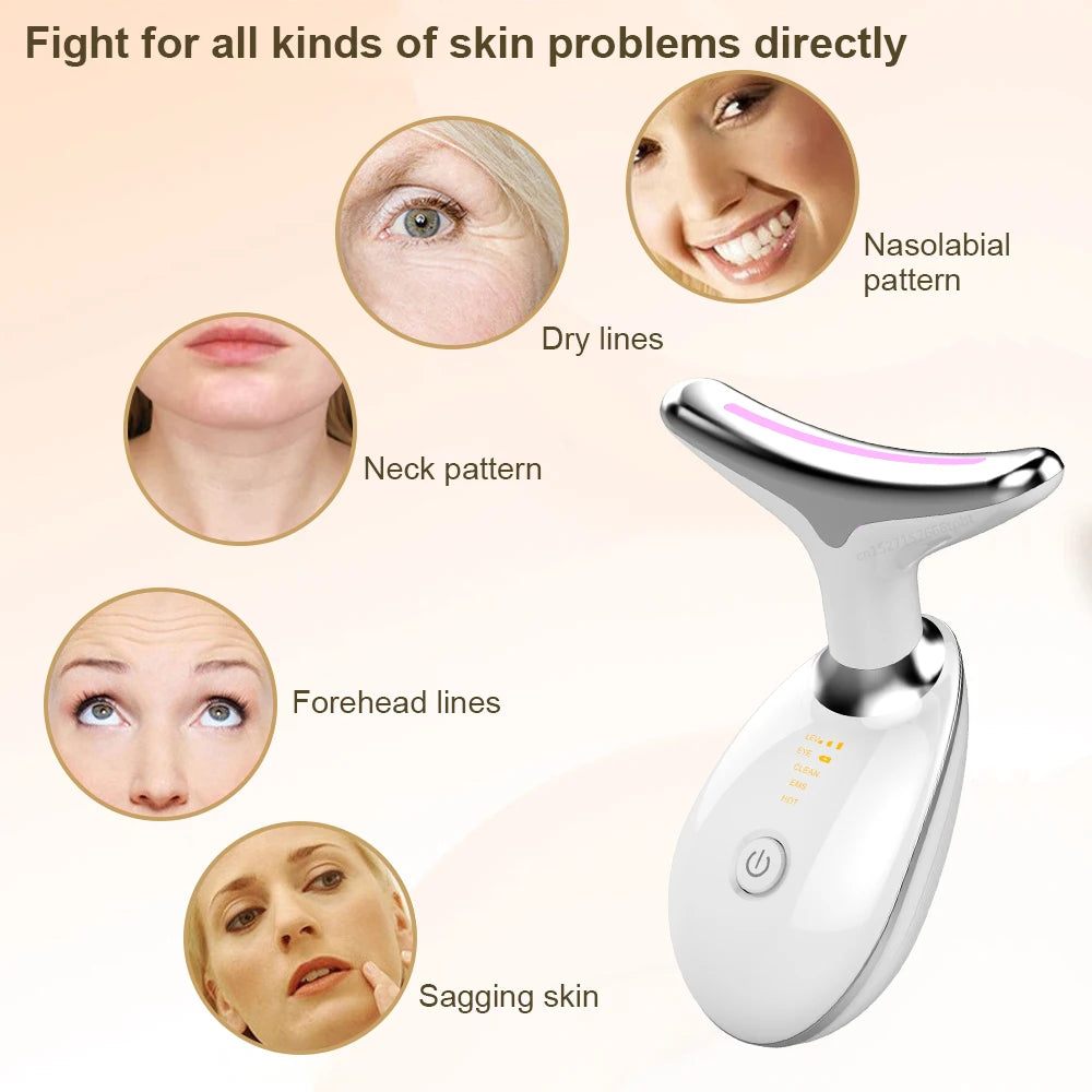 Neck Massager Multi-function to remove neck lines decree lines vibration hot beauty massager EMS electric neck instrument