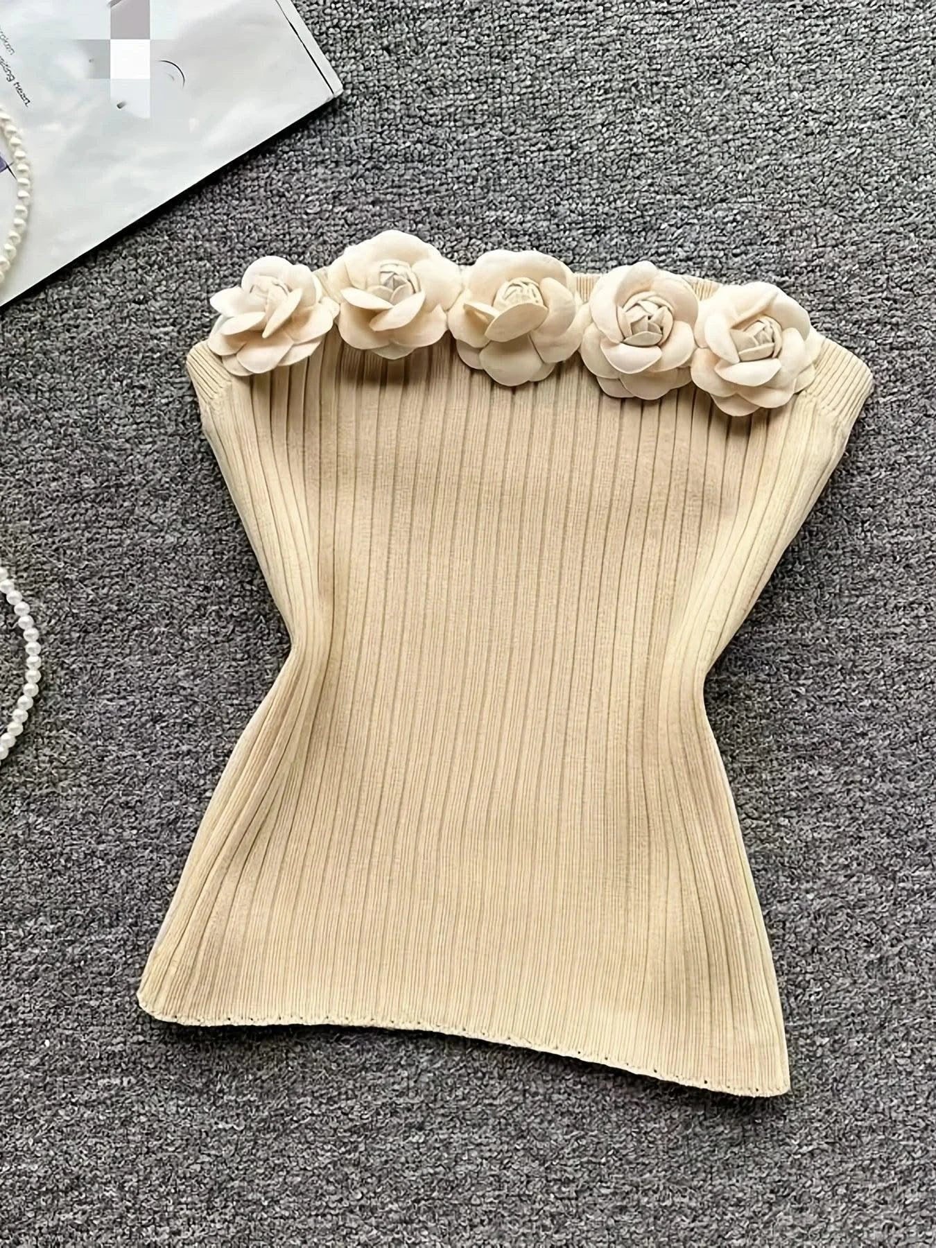Pink Solid Sexy Off Shoulder Knitted Tube Top for Women