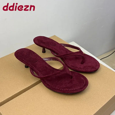 Female Slip On Footwear Elegant Heeled Sandals Shoes For Women Round Toe Fashion Shallow Modern Ladies Low Heel Sandals Shoes