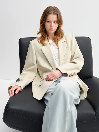 DUSHU Women's Light and Simple Commuting One-button Silhouette Suit 2025 Autumn New Casual Simple Short Jacket 25DS83087