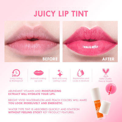 Girlish & Juicy Color Lip Tint with Moisture Essence, Long-Lasting Moisture & High Shine Plump and Pout Lip Plumper for Women