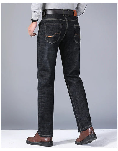 2025 NEW Men's Fashion Business Jeans Classic Style Casual Stretch Slim Jean Pants Male Brand Denim Trousers Black Blue