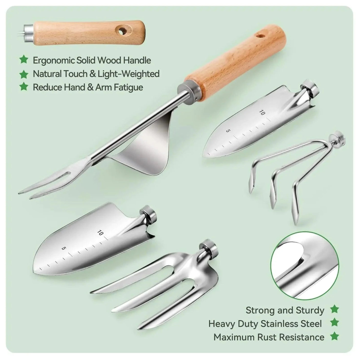 Gardening Tools 9-Piece Heavy Duty Gardening Hand Tools Durable Organizer Handbag,Rust-Proof Combination Garden Tool Set
