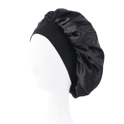 Satin Wide Brim Nightcap Shower Caps Silk Bonnet Elastic Soft Band Styling Cap Soft Silk Sleep Cap Bathroom Products