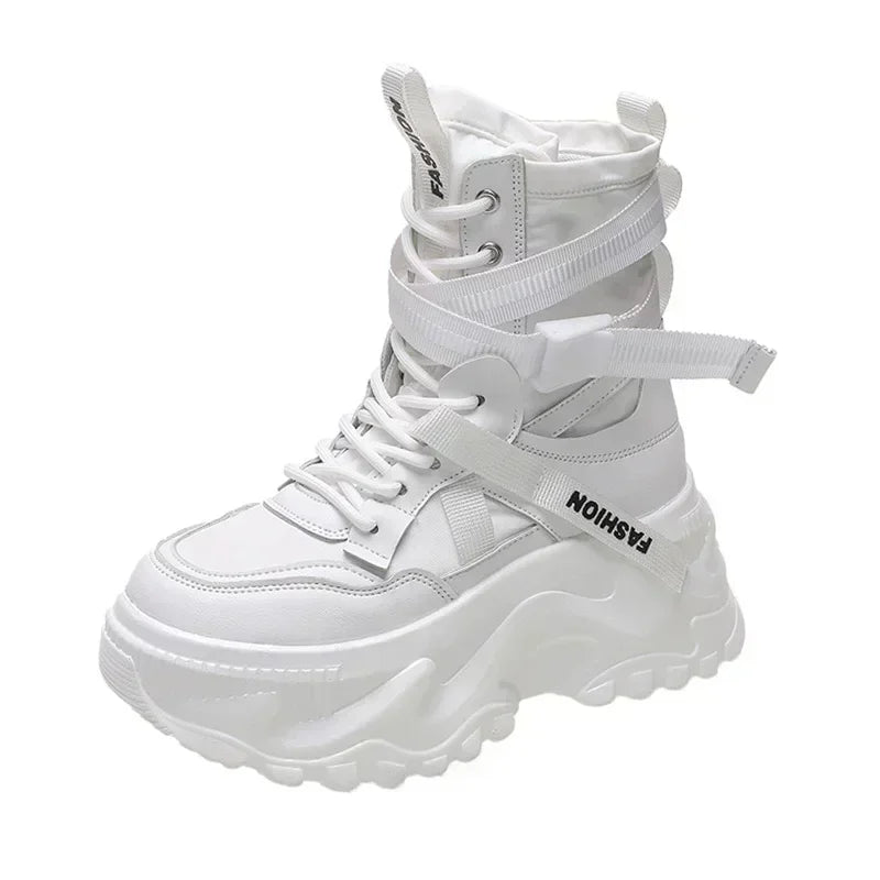 Women's Boots Platform Luxury Designer Shoes for Women  Lace Up Chunky Shoes Breathable Comfort  Ankle Boots Botas De Mujer