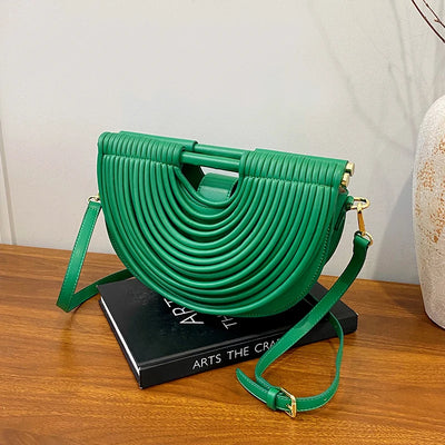 Handbags for Women 2025 New Gold Luxury Designer Brand Handwoven Noodle Bags Rope Knotted Pulled Half Moon Silver Evening Clutch