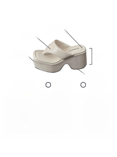 Women's Summer Outdoor Platform Sandals Flip Flops High Heel Thi Bot Clog oes Heightening Slippers Korean Sle PU Mat...