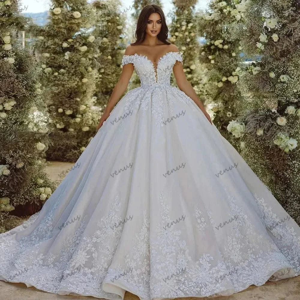 Wedding Dresses For Women Off The Shoulder Bridal Gowns Lace Robes Pretty