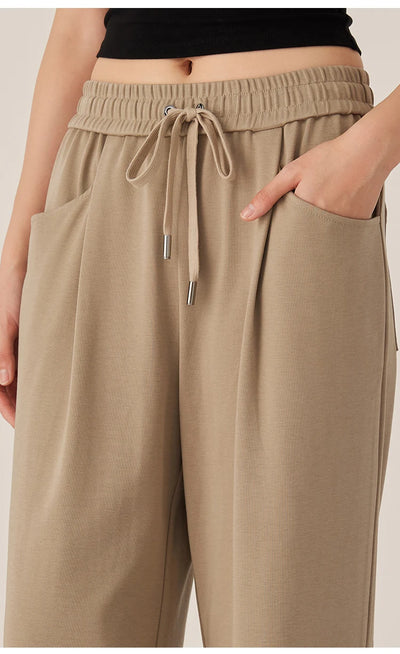 KL7523369 Women's Wide Leg Lounge Pants Cotton Blend Drawstring Waist Casual Fall Clothing