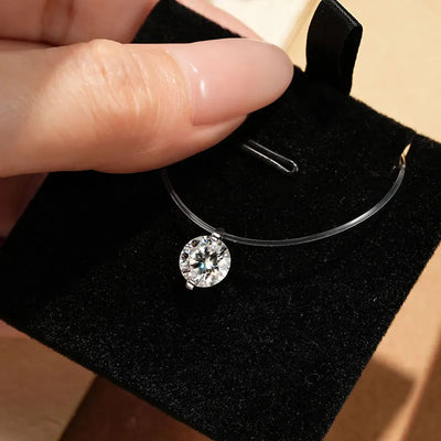 5mm 6.5mm 8mm Moissanite Pendant 925 Silver Solitaire Necklace for Women Invisible Fish Line Chain Jewelry Valentine's Gift 2025