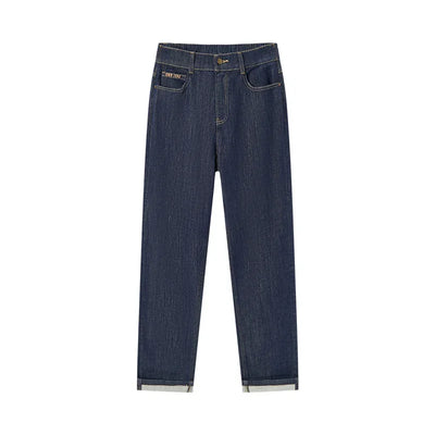 Semir 2023 Women Jeans Autumn New Rolled-edge Straight-leg Pants Slimming Trousers for Women