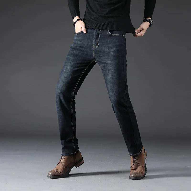 Men's Jeans Straight Leg Loose Elastic Business Casual Daily Versatile Men's Denim Pants 2025 New Outer Wear Men's Jeans Can Be Worn in All Seasons