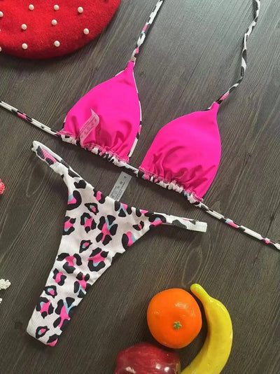 Swimwear Women Leopard Printed Sexy Bikini Set Striped Beachwear Summer Swimsuit Two-pieces Thong Bathing Suit Biquinis