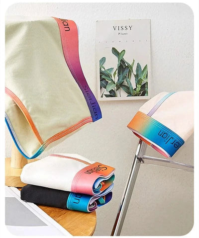 Women's Comfort Boxer Briefs Underwear Rainbow Waistband Panties Cotton Shorts Comfortable Underpants Sexy Intimates Lingerie