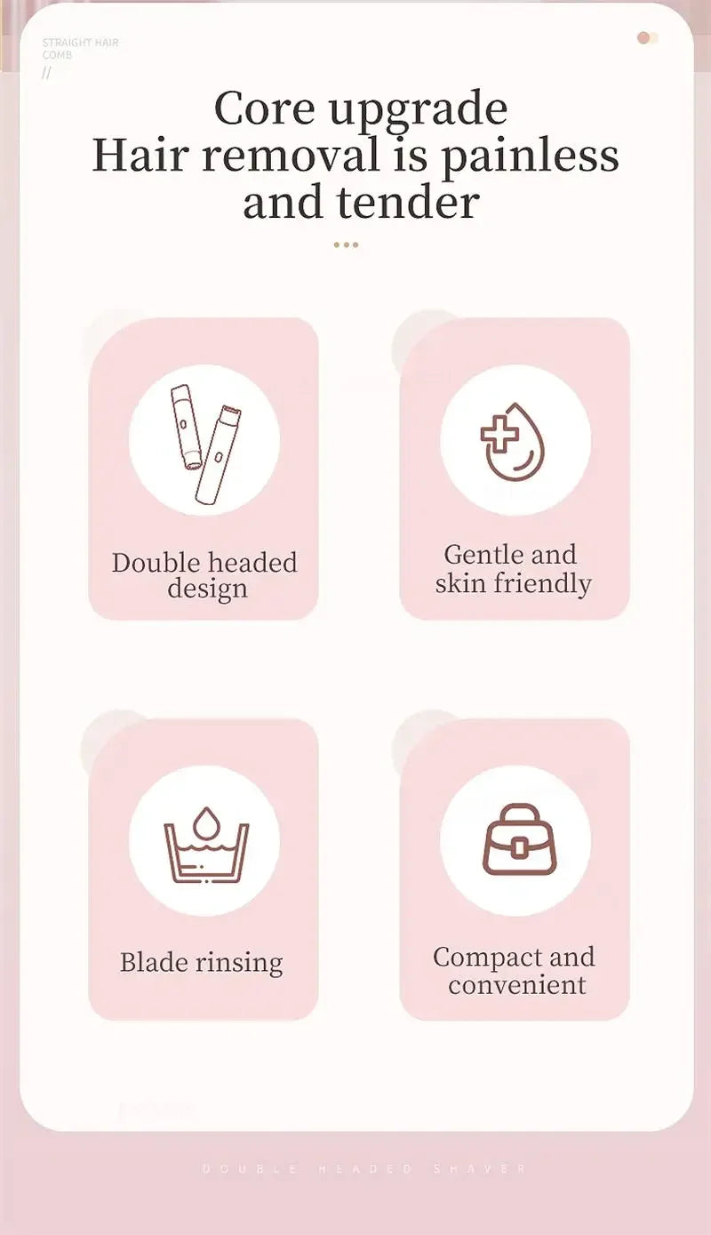 Women Epilator Dual Head Facial Electric Razor Body Shaver for Shaving Bikini Trimmer Area Leg Waterproof Female Hair Removal