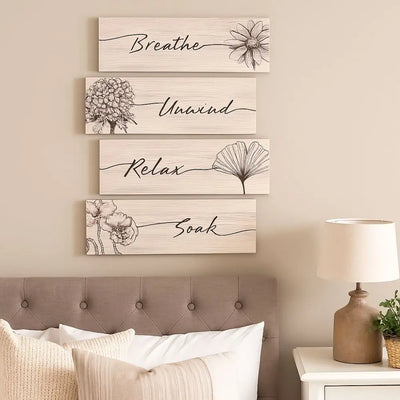Wall Plate Wooden Floral Wall Art Funny Decorative Plants Hanging Sign Handmade Wall Decor Paintings Office